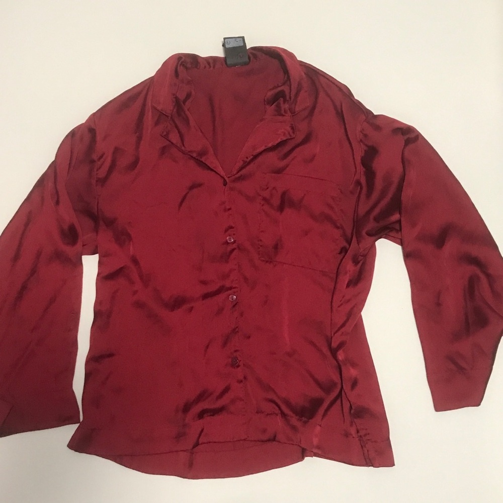 Silk Red Button-Up Button up